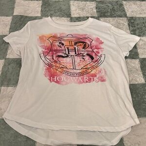 White and pink Hogwarts Graphic T-Shirt